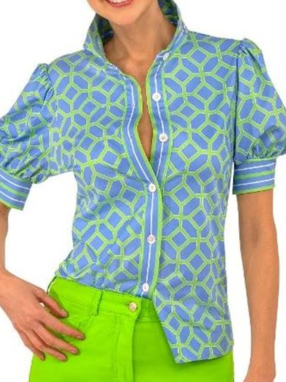 *NEW Gretchen Scott Puff Sleeve Top Lucy In The Sky Size Medium